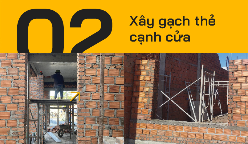 Xây gạch thẻ cạnh cửa