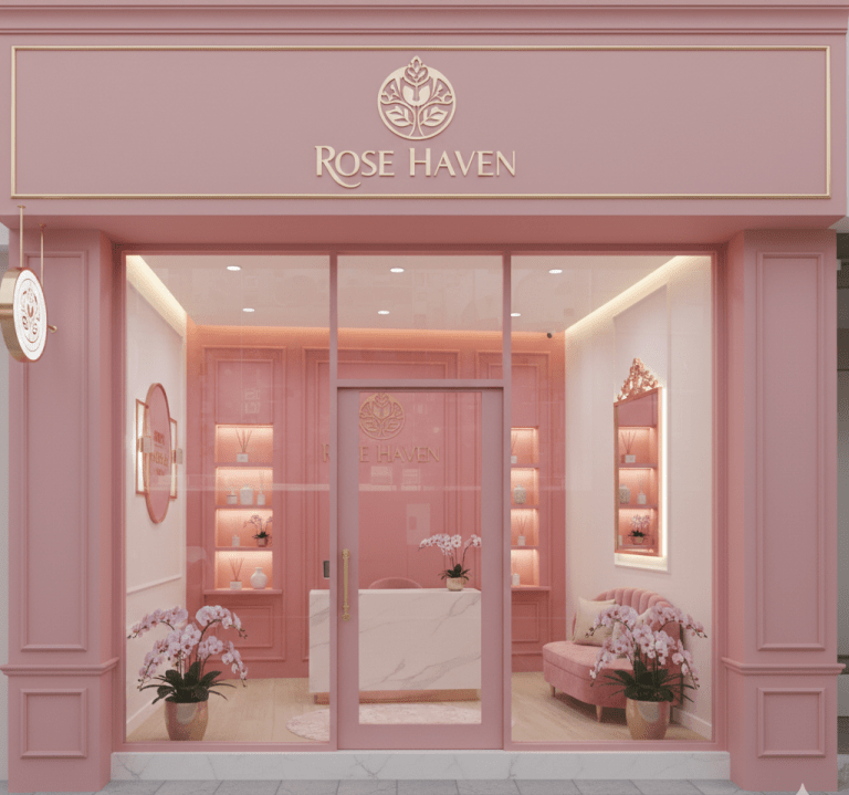 thiết kế spa màu hồng
