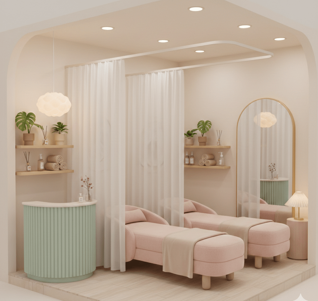 thiết kế spa gội đầu dưỡng sinh mini
