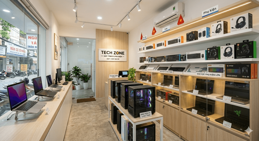 thiết kế cửa hàng máy tính