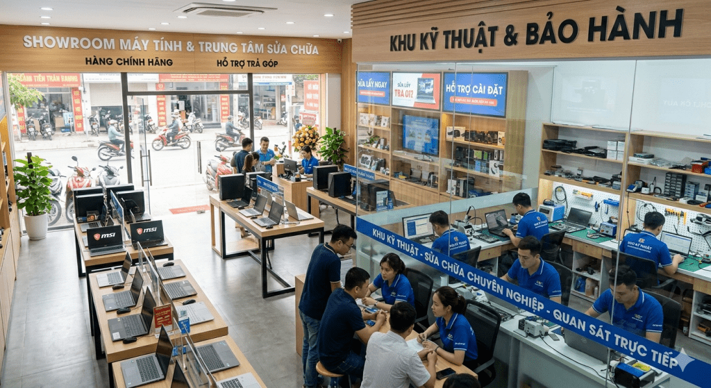 thiết kế cửa hàng máy tính 
