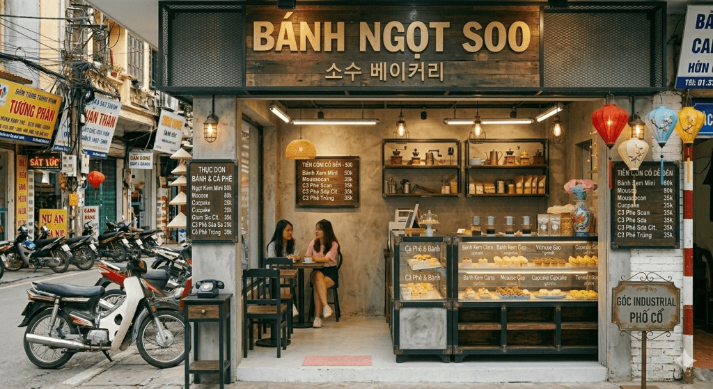 thiết kế cửa hàng bánh ngọt nhỏ
