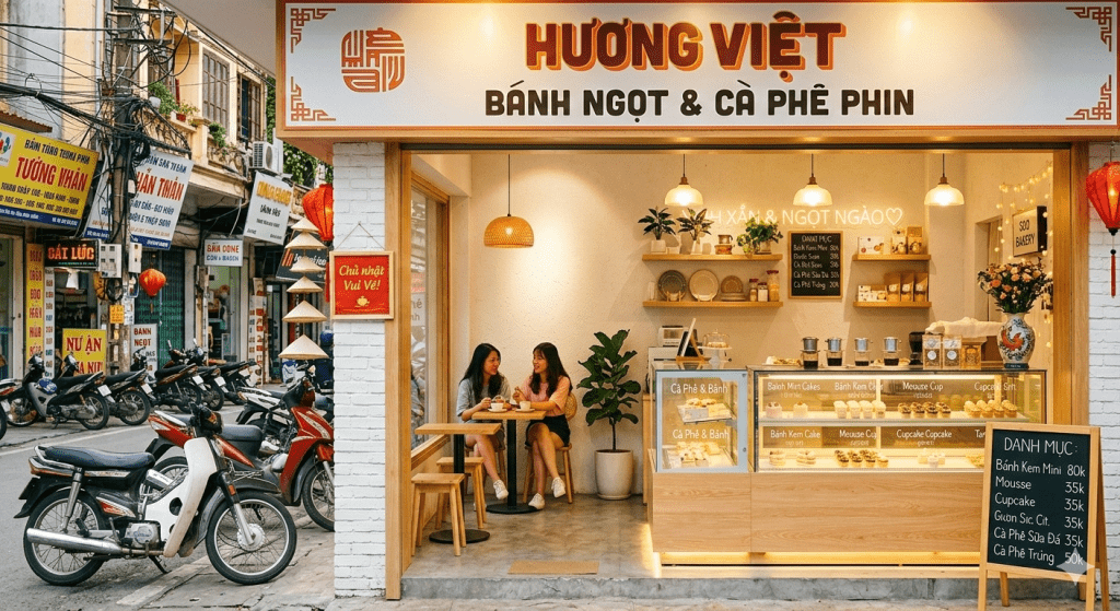 thiết kế cửa hàng bánh ngọt nhỏ
