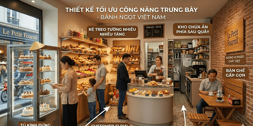 thiết kế cửa hàng bánh ngọt nhỏ
