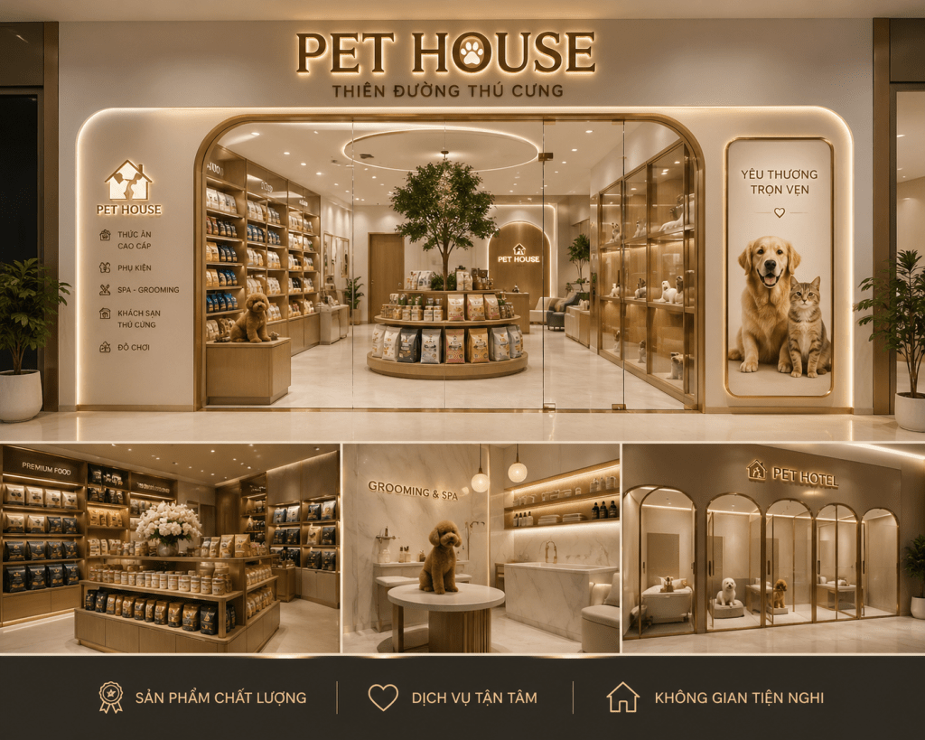 thiết kế cửa hàng thú cưng