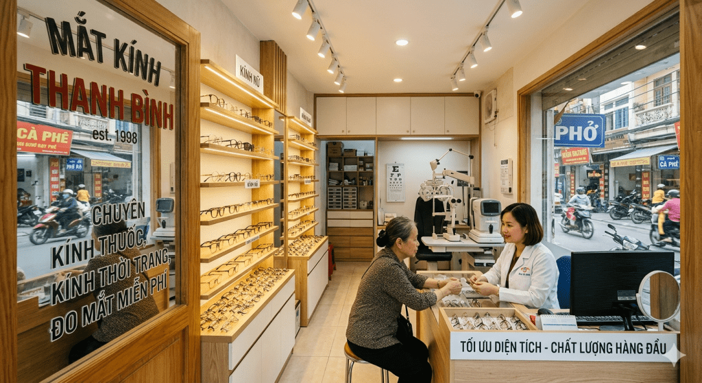 thiết kế cửa hàng mắt kính