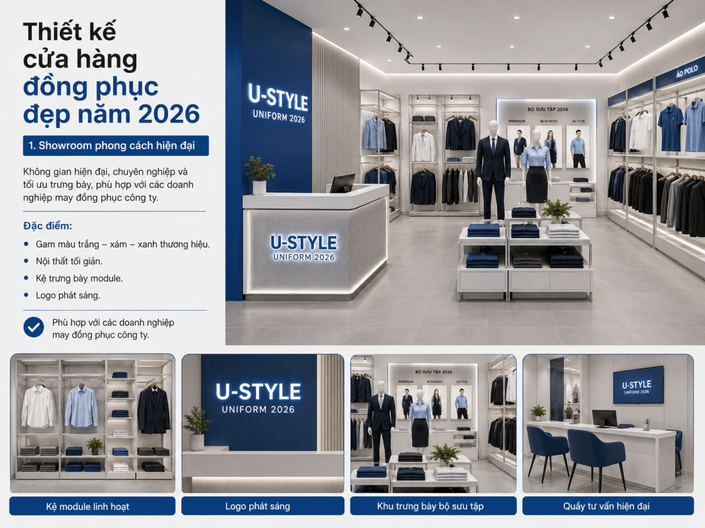 thiết kế cửa hàng đồng phục
