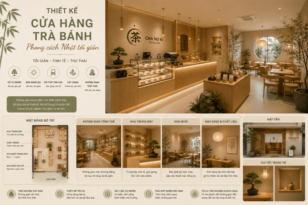 thiết kế cửa hàng trà bánh