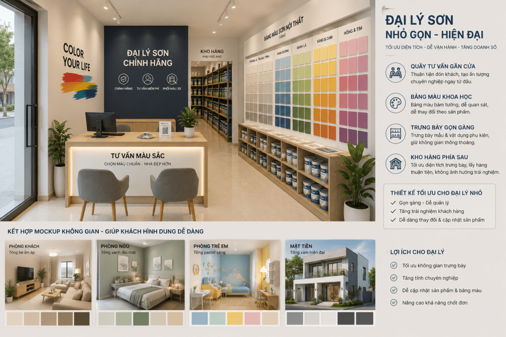 thiết kế showroom sơn