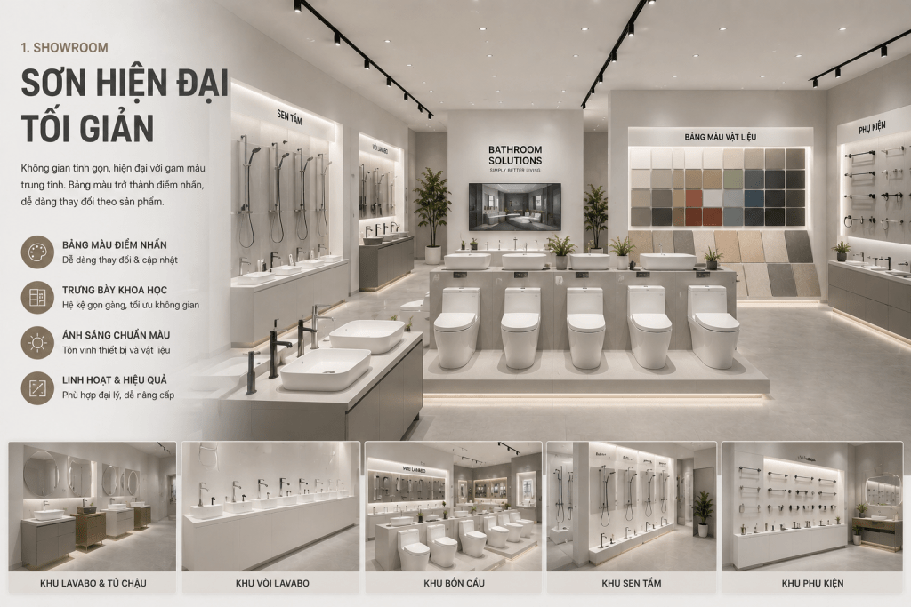 thiết kế showroom sơn
