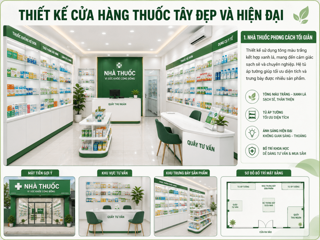 thiết kế cửa hàng thuốc tây