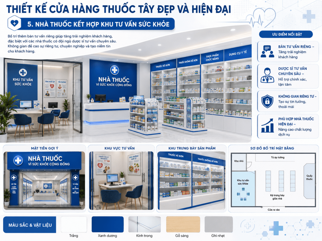 thiết kế cửa hàng thuốc tây