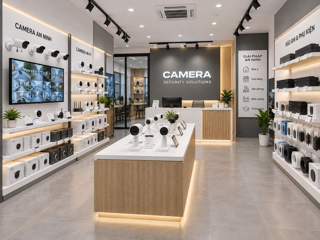 thiết kế cửa hàng camera