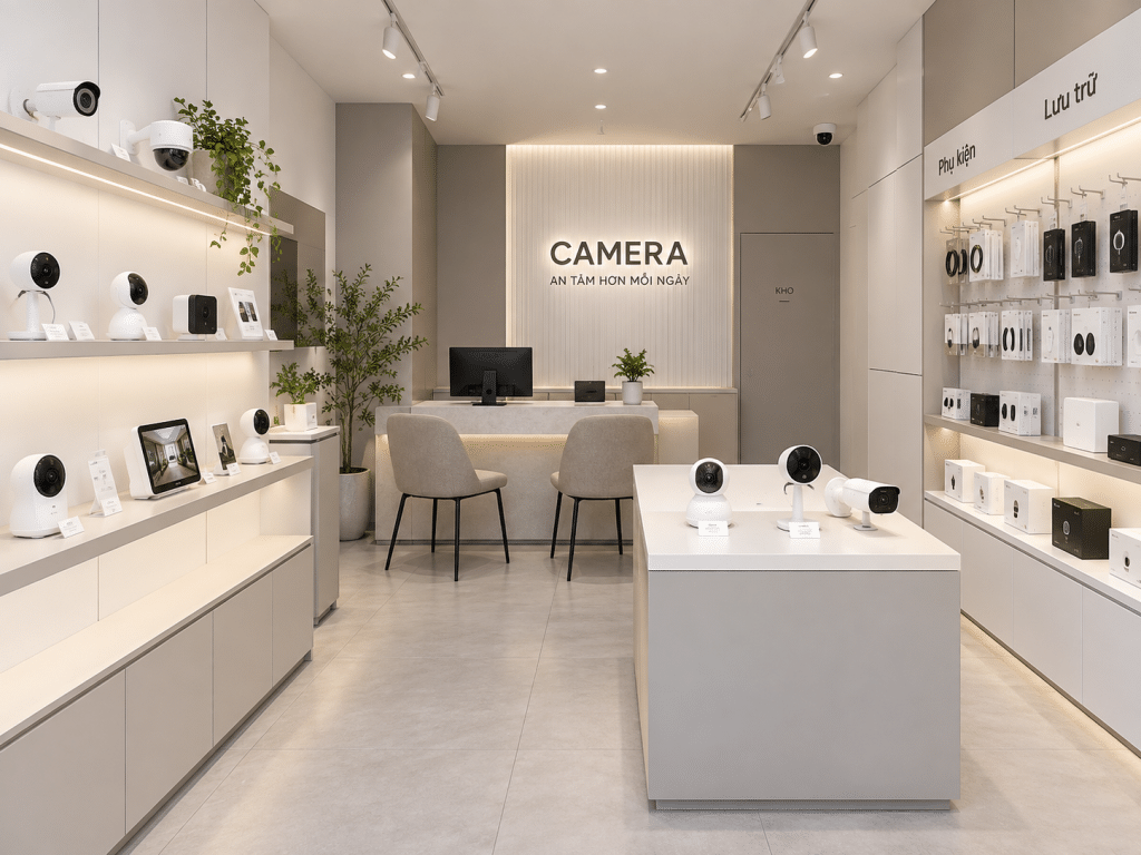 thiết kế cửa hàng camera