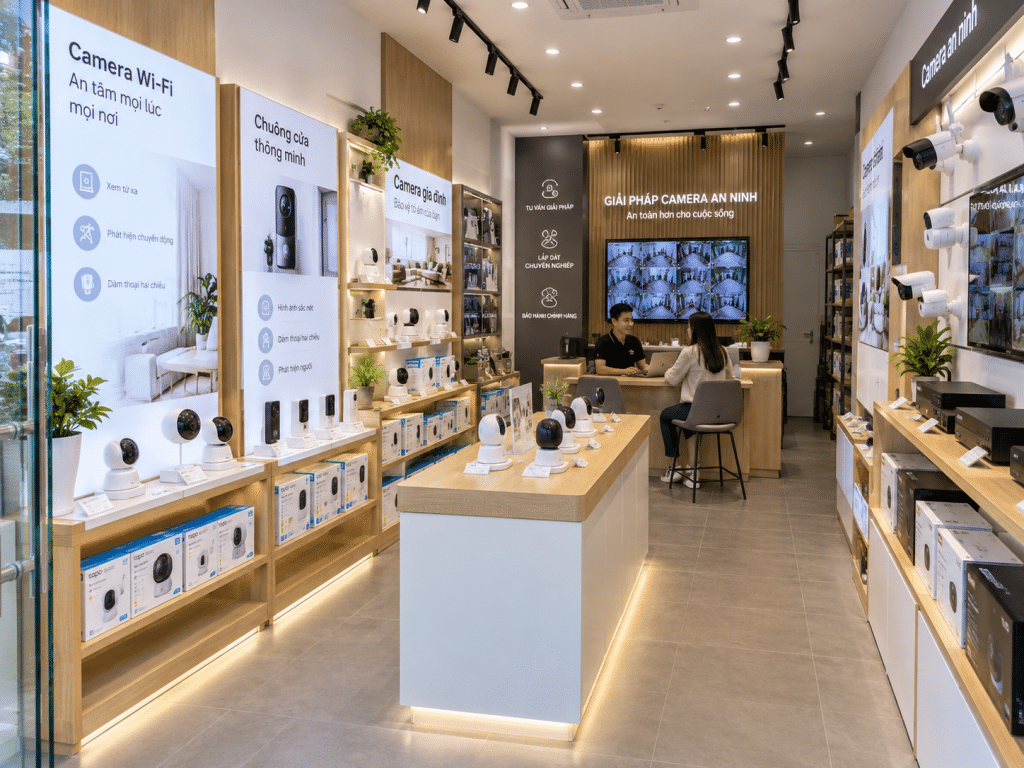 thiết kế cửa hàng camera