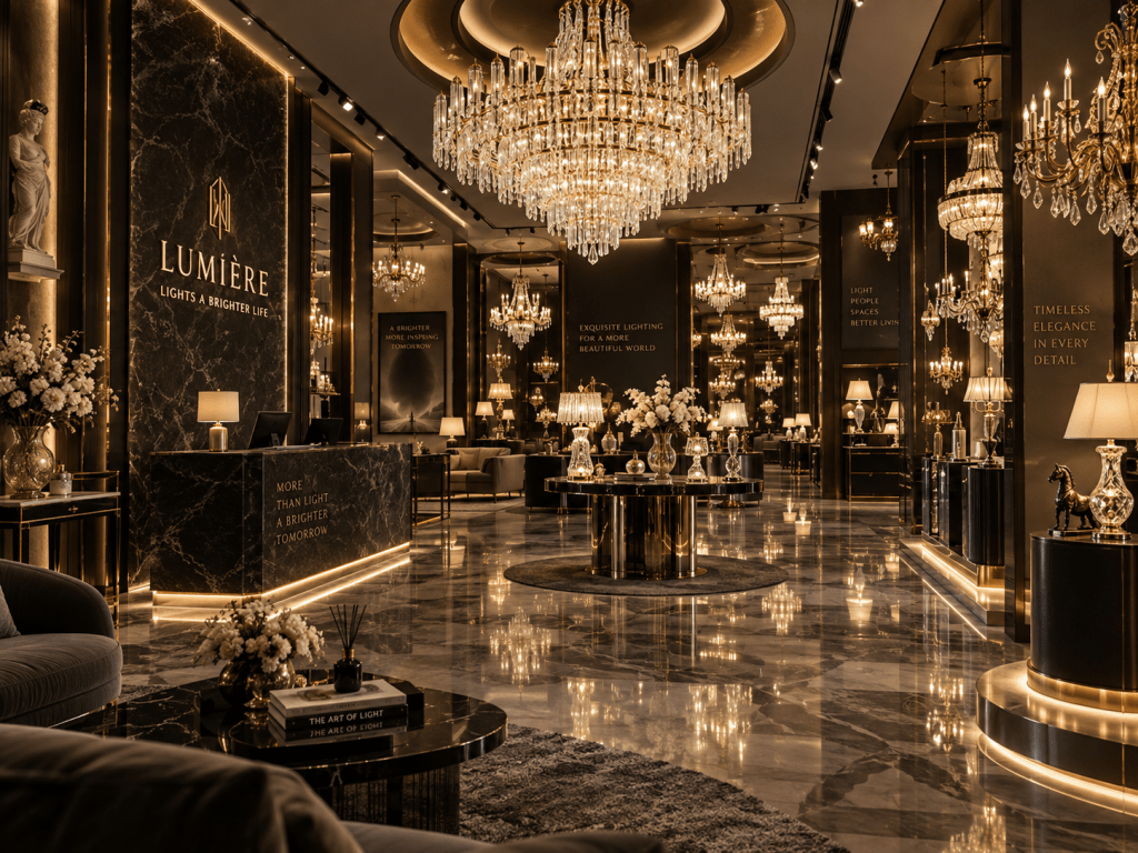 thiết kế showroom đèn trang trí