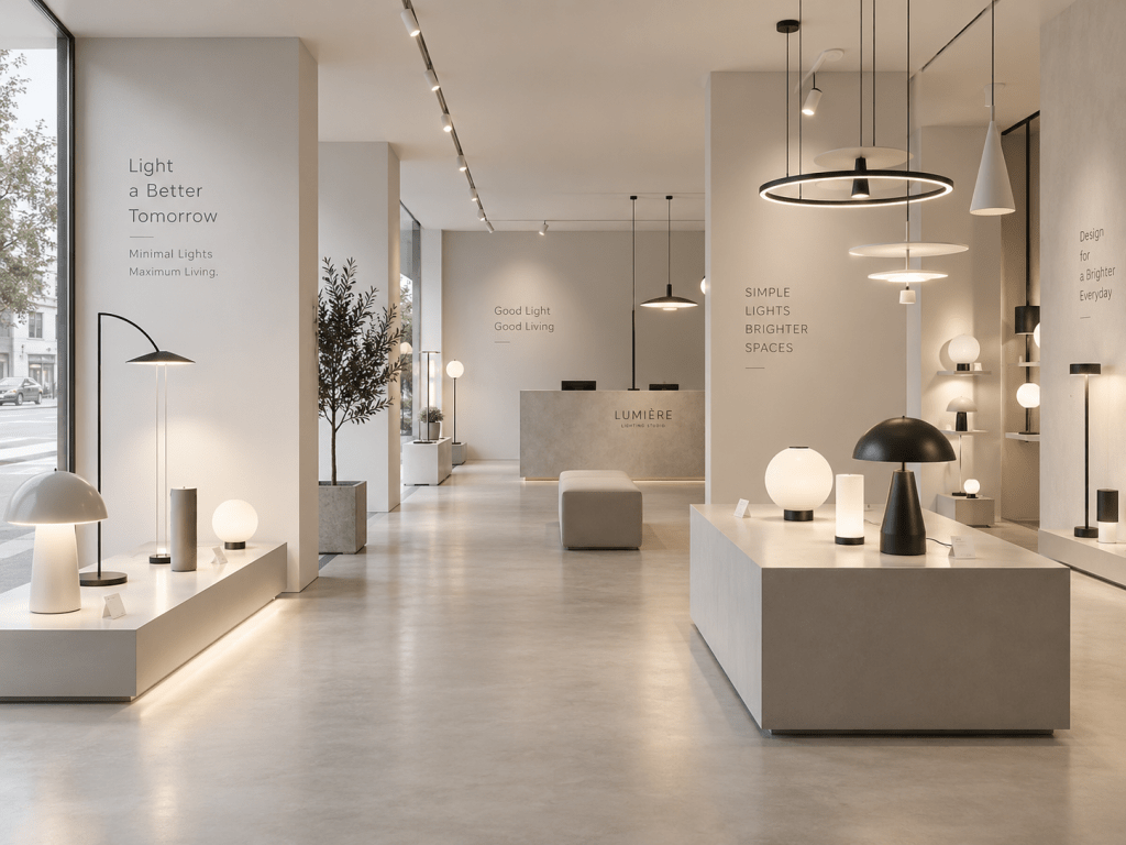 thiết kế showroom đèn trang trí