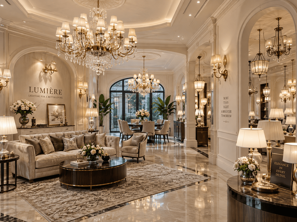 thiết kế showroom đèn trang trí