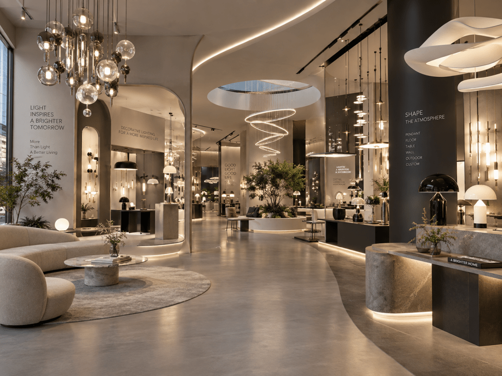 thiết kế showroom đèn trang trí