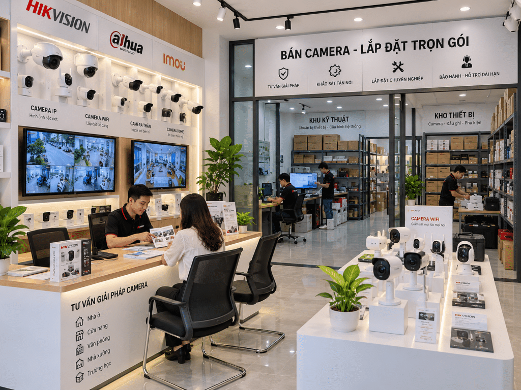 thiết kế cửa hàng camera