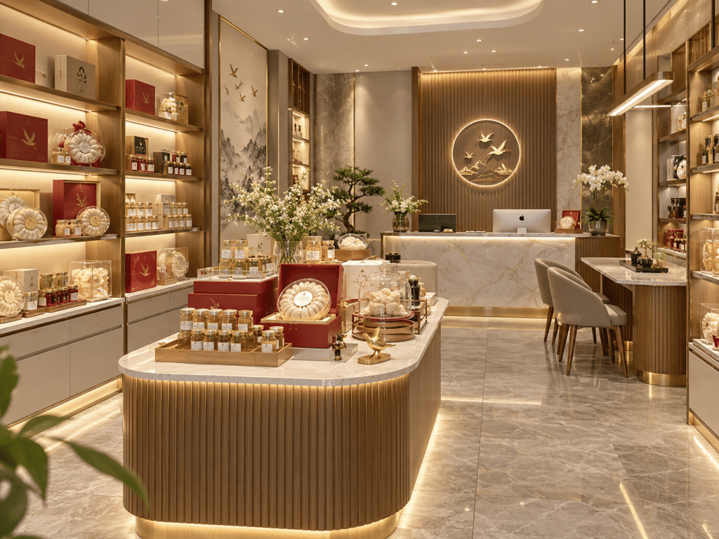 thiết kế cửa hàng yến sào