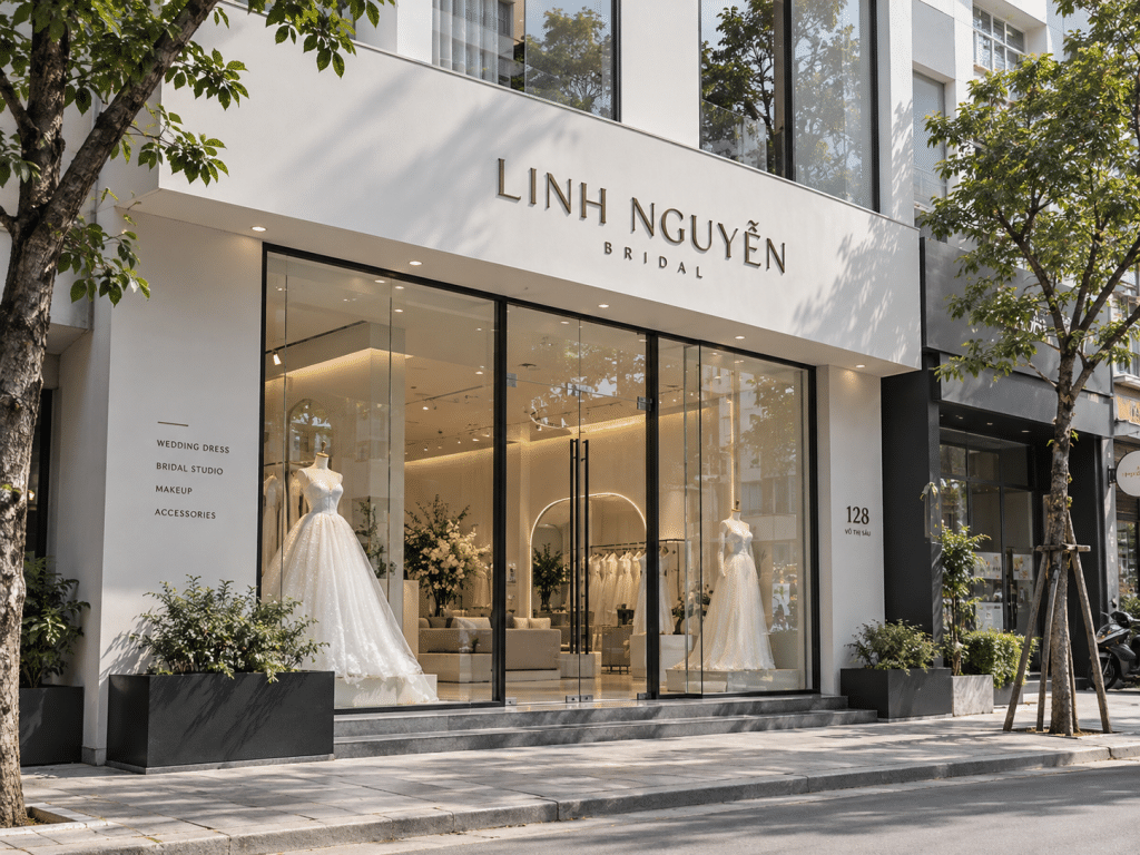 mặt tiền tiệm áo cưới