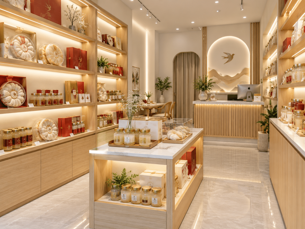 thiết kế cửa hàng yến sào