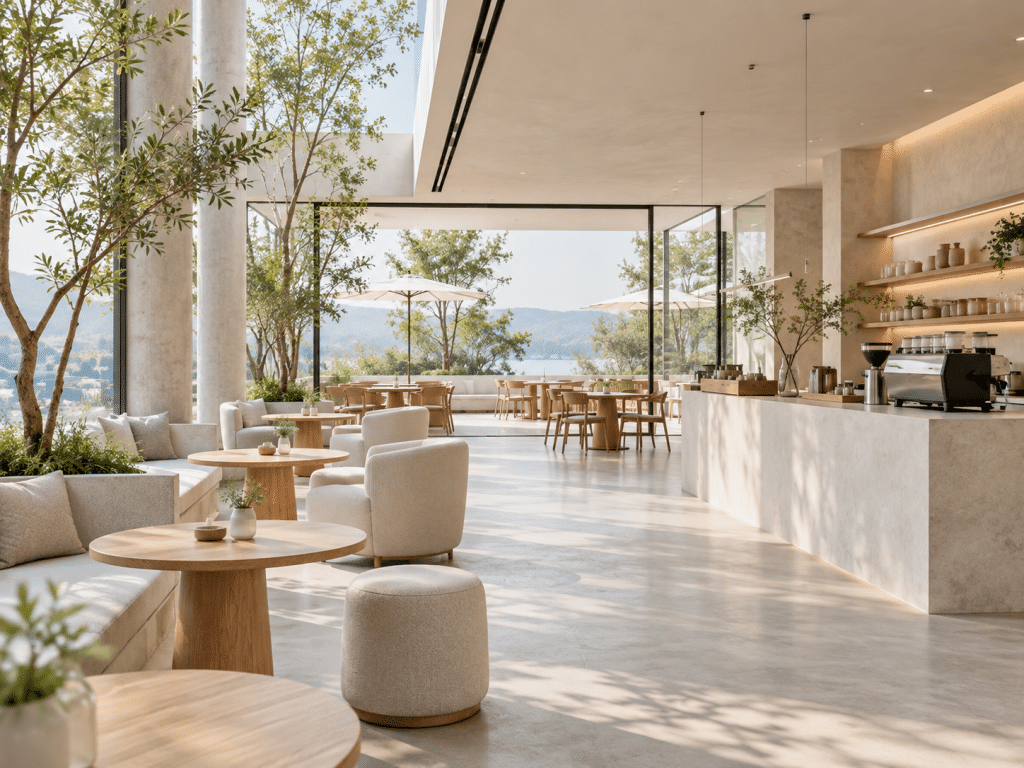 thiết kế quán cafe không gian mở