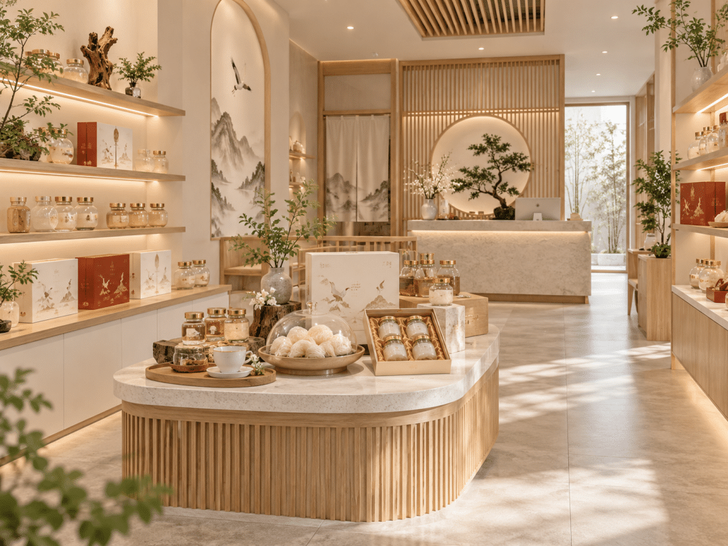thiết kế cửa hàng yến sào