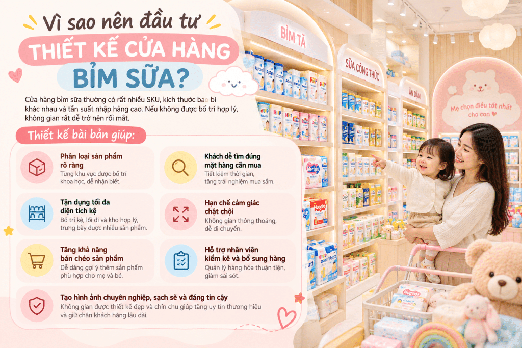 thiết kế cửa hàng bỉm sữa