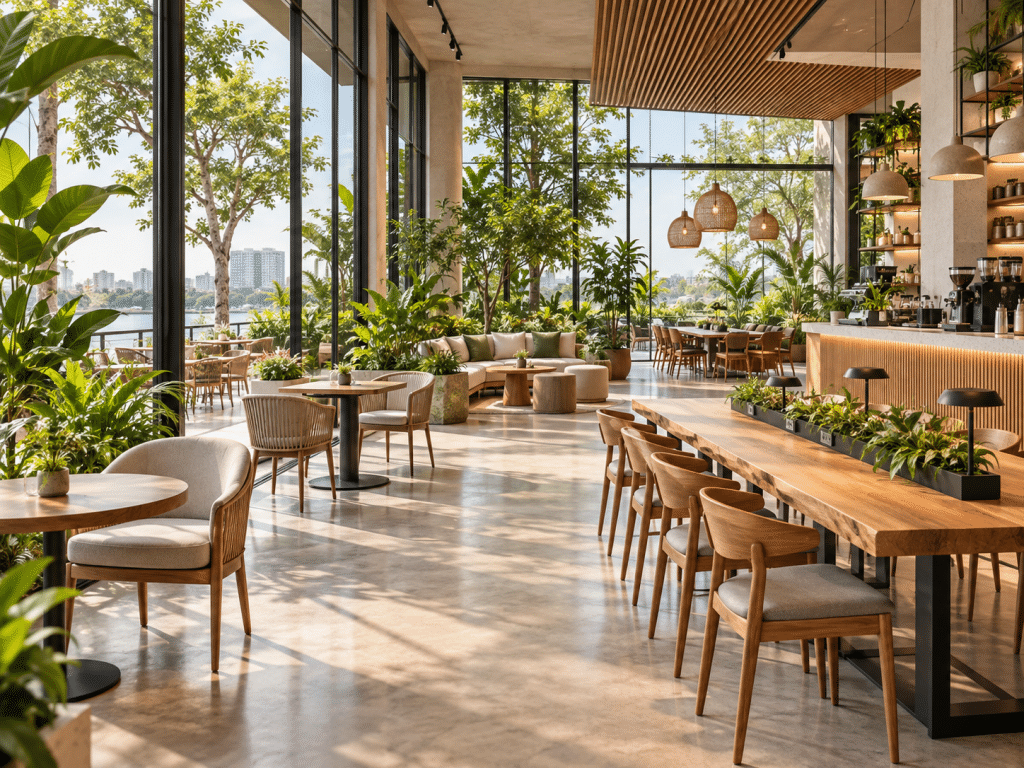 thiết kế quán cafe không gian mở