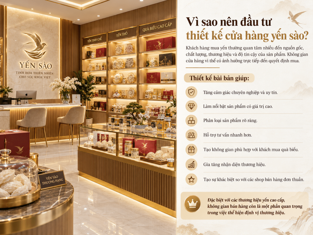 thiết kế cửa hàng yến sào