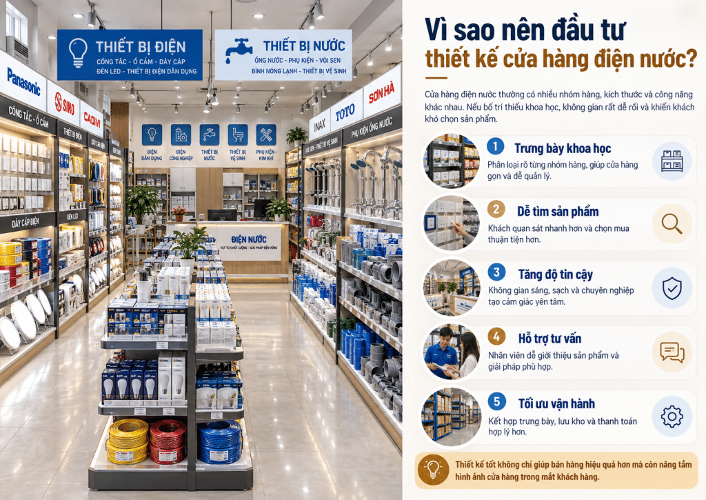 thiết kế cửa hàng điện nước